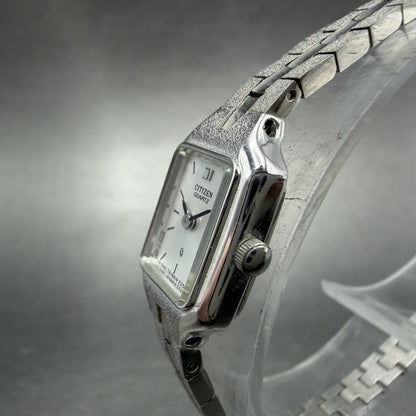 Citizen CQ Watch Women 13mm Silver Dial Silver Tone Rectangle New Battery NHJDS2