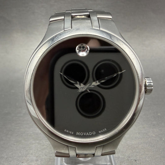 Movado Museum Watch Men 39mm Black Dial Silver Tone 01.1.14.1085 New Battery0