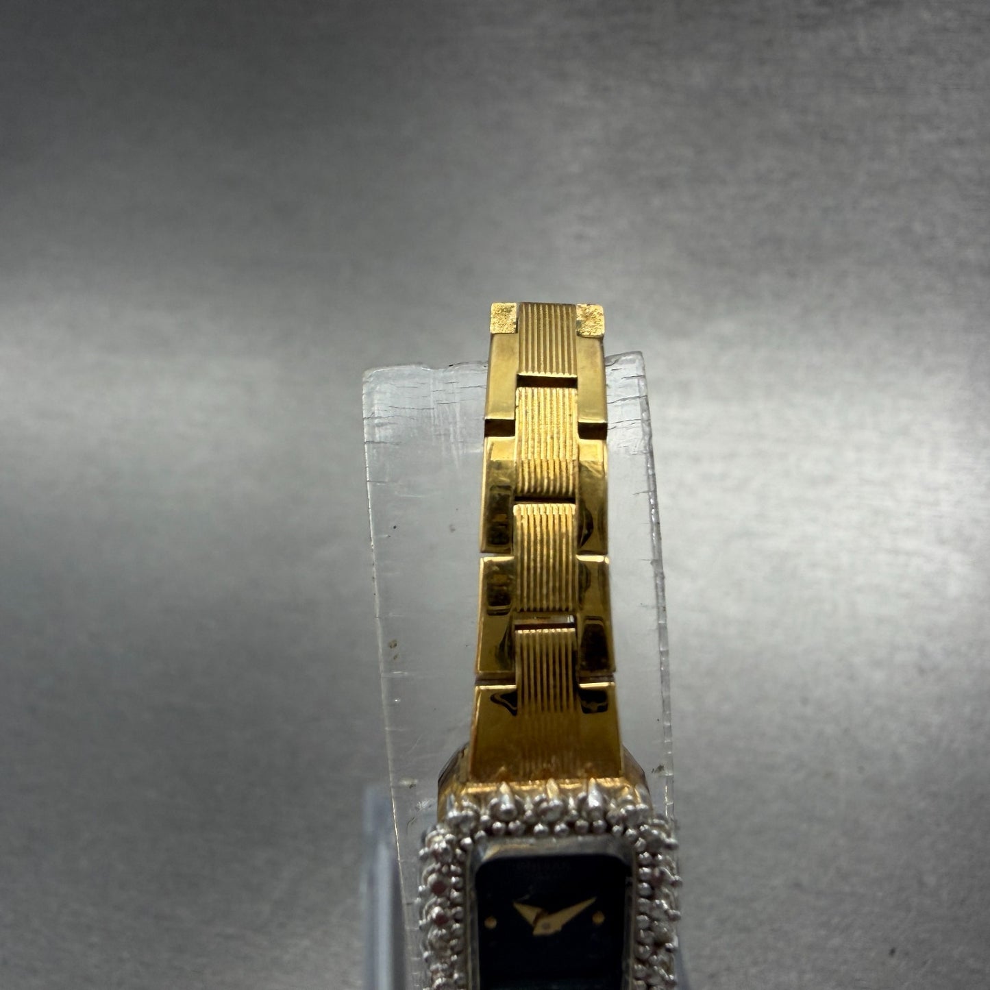 Seiko Pulsar Tank Watch Women 13mm Black Dial Two Tone V220 L 334A New Battery5