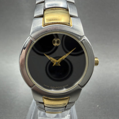 Movado Museum Watch Women 25mm Black Dial Two Tone Round 81 A1 1842 New Battery1