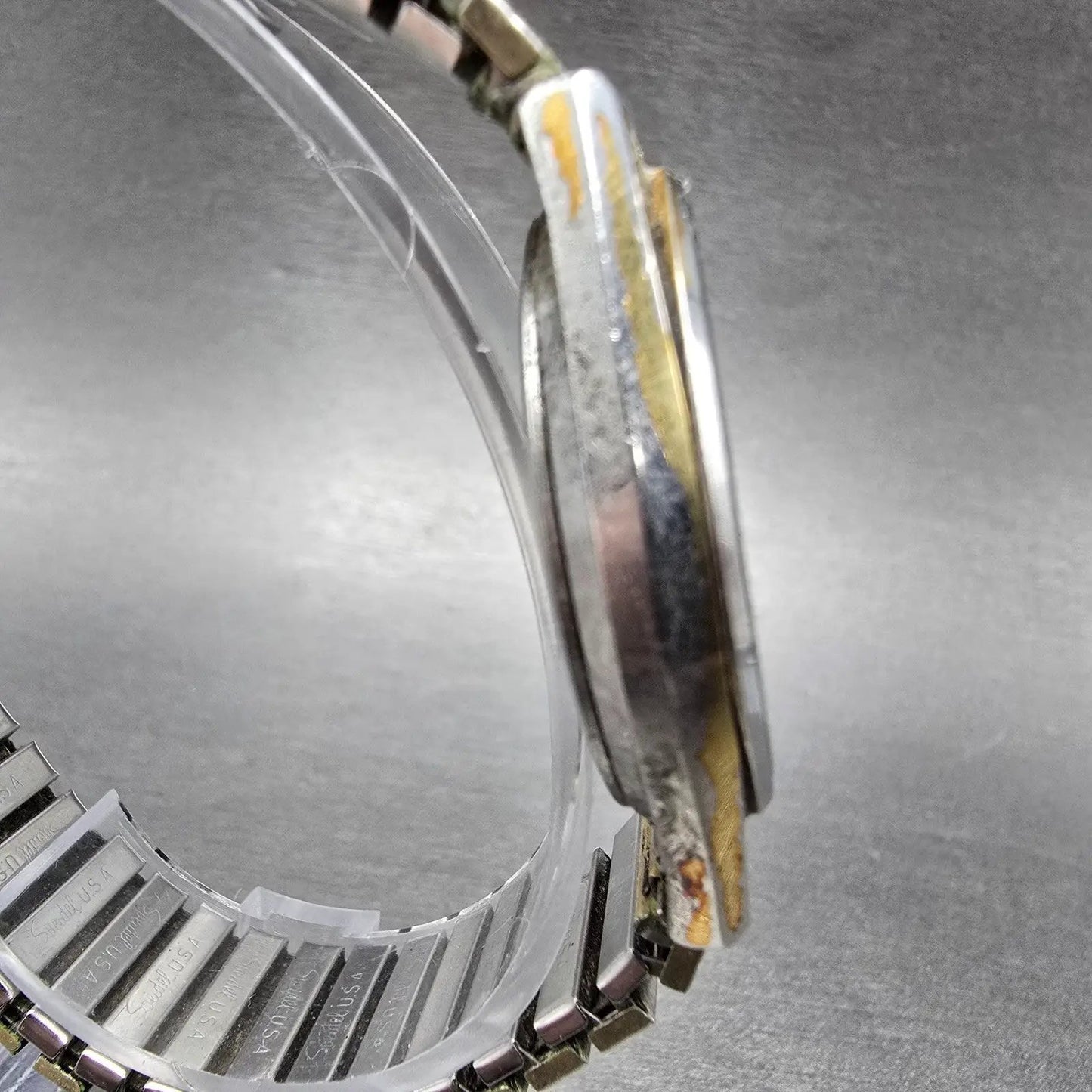 Seiko SQ Watch Men 35mm Champagne Dial Gold Tone Daydate Round 8123-7049 PARTS4