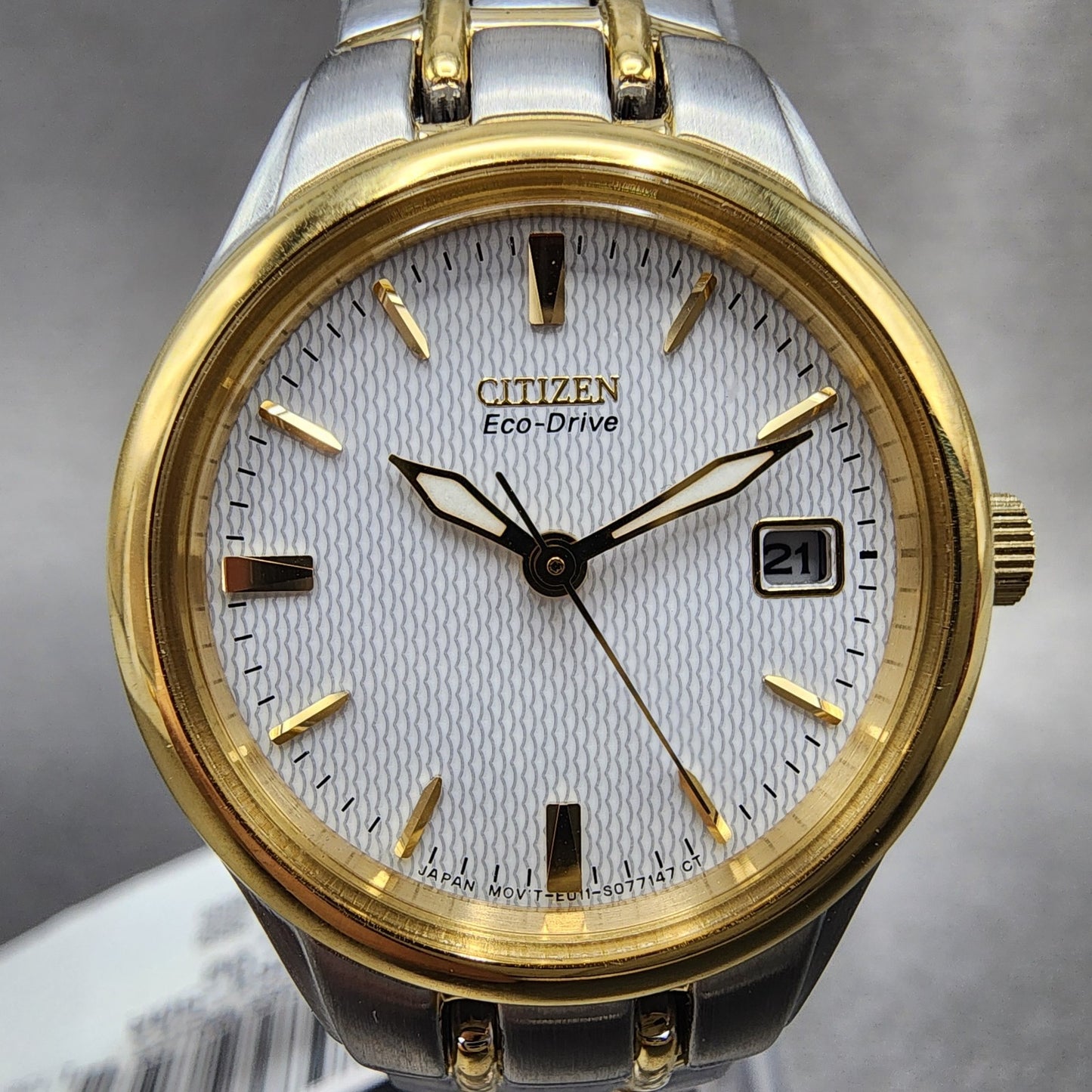 Citizen EcoDrive Watch Women 25mm White Dial Two Tone Date EW126450A Runs1
