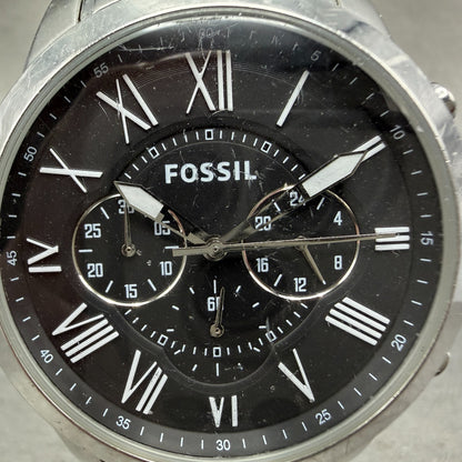 Fossil Grant Chronograph Watch Men 44mm Black Dial Steel FS4736 New Batt1