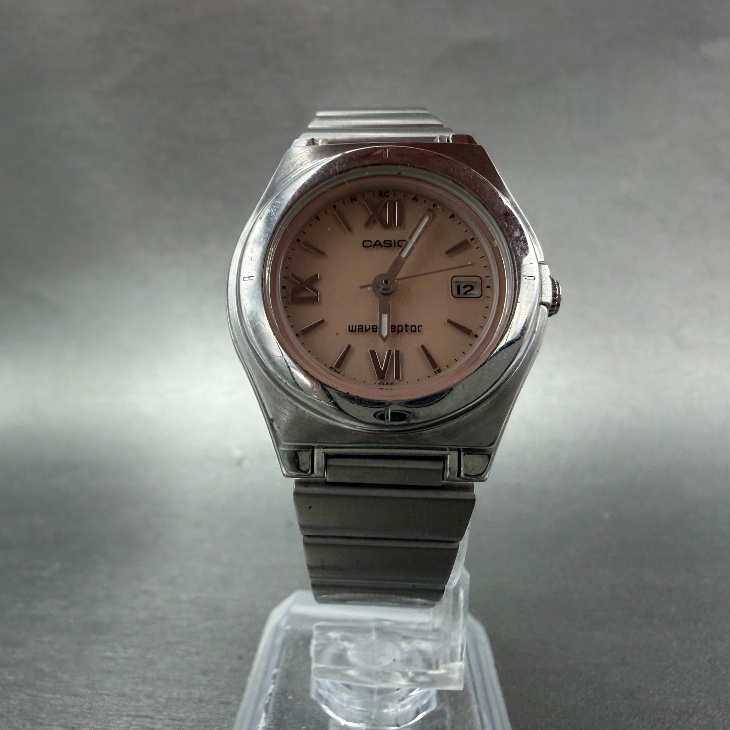 Casio Waveceptor Watch Women 28mm Pink Dial Silver Tone Date Round LWQ-10 Works5