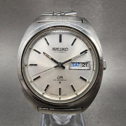 Seiko Lord Matic Watch Men 35mm Silver Dial Steel Daydate 5606-7140 Runs READ!!!