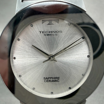 Technos Watch Men 33mm Silver Dial Silver Tone Round TBM674 New Battery1
