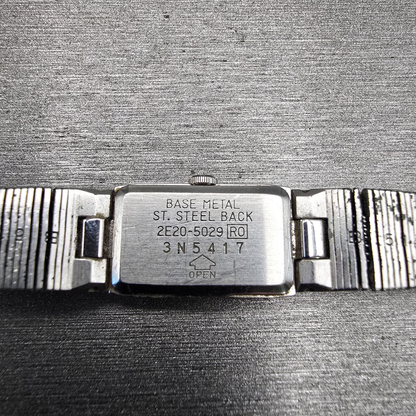 Seiko Watch Women 12mm Silver Dial Silver Tone Rectangle 2E20-5029 New Battery11
