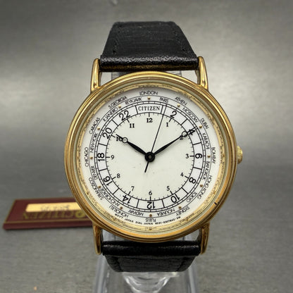 Citizen Watch Unisex 32mm White Dial Gold Tone Round 6030-S05910 New Batt NOS0