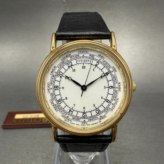 Citizen Watch Unisex 32mm White Dial Gold Tone Round 6030-S05910 New Batt NOS0