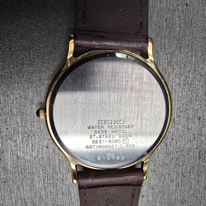 Seiko Dolce Watch Men 33mm MOP Dial Two Tone Round 5E31-6D60 New Battery10