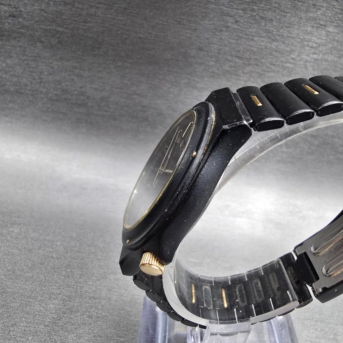 Seiko Sports 150 Watch Men 37mm Black Dial Black&Gold Daydate 5H23-7029 New Batt2