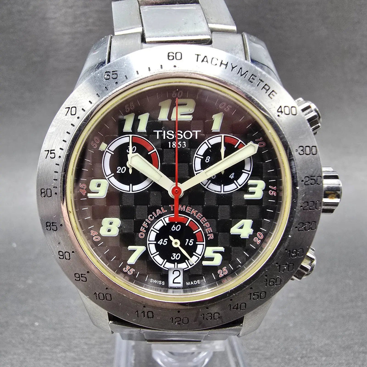 Tissot V8 Chronograph Watch Men 40mm White Dial Silve rDate MotoGP 2003 New Batt0