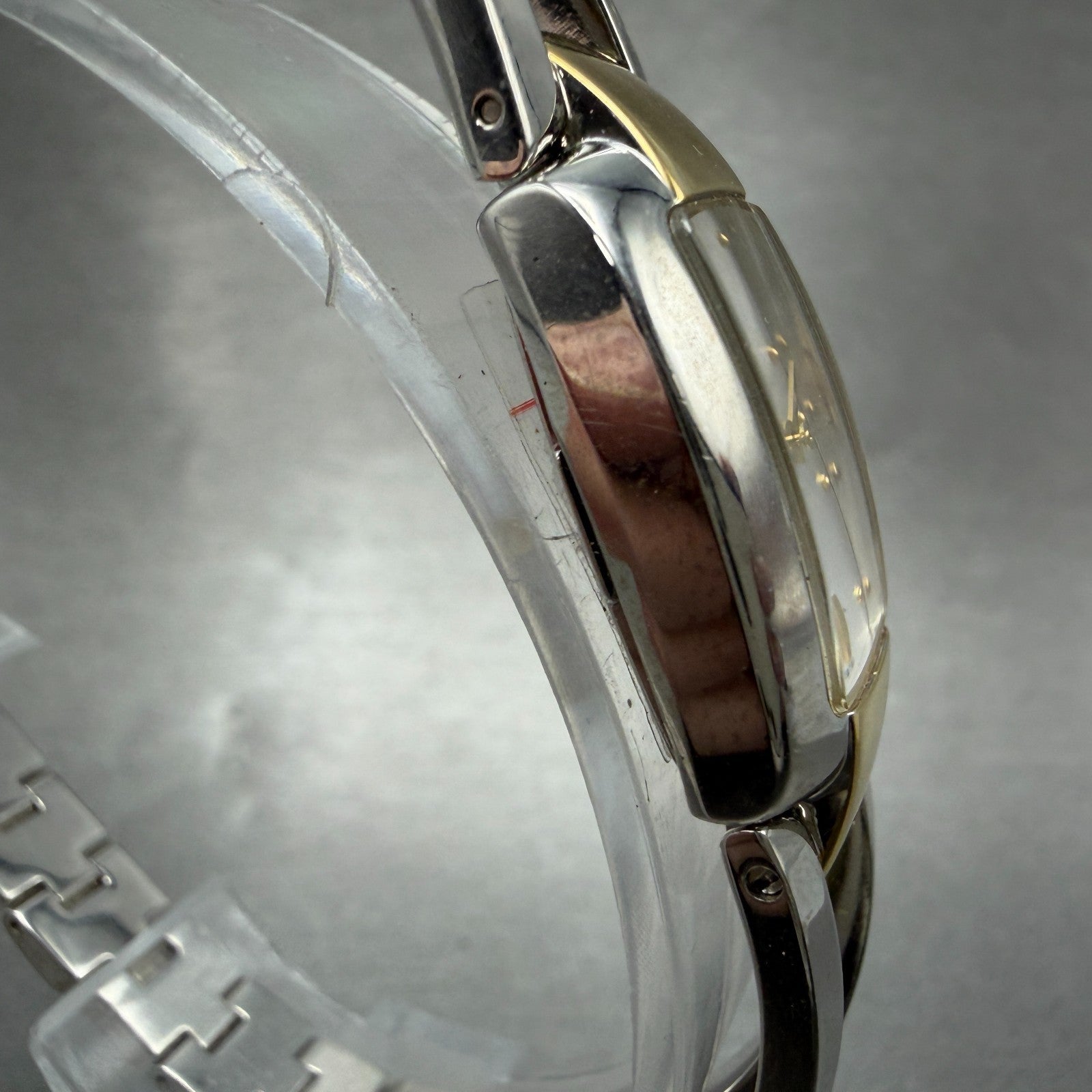 Bulova Tank Watch Women 17mm Silver Dial Two Tone Rectangle 98T81 New Battery3