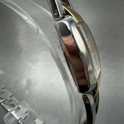 Bulova Tank Watch Women 17mm Silver Dial Two Tone Rectangle 98T81 New Battery3