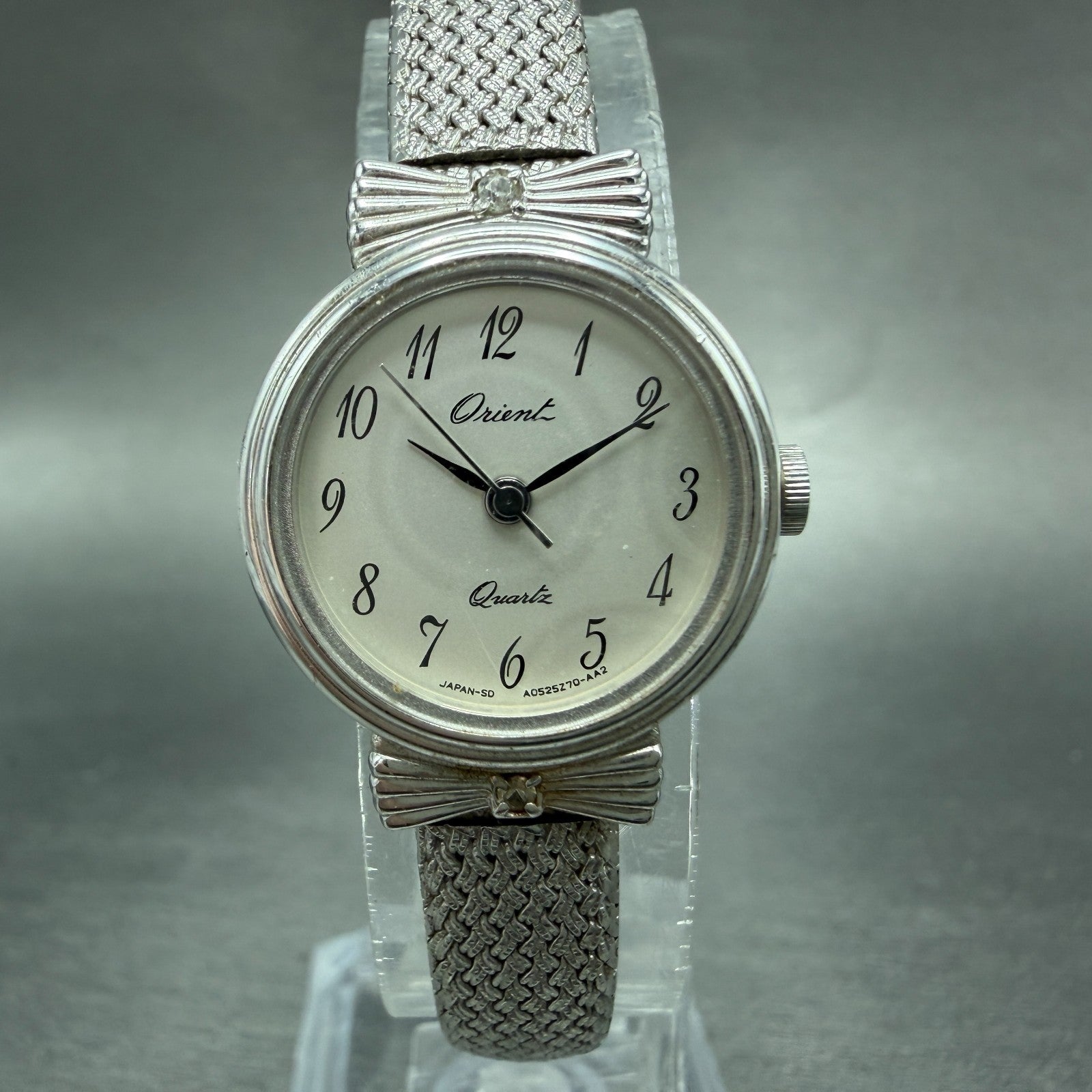 Orient Watch Women 20mm Silver Dial Silver Tone Round AD5377-00 New Battery0