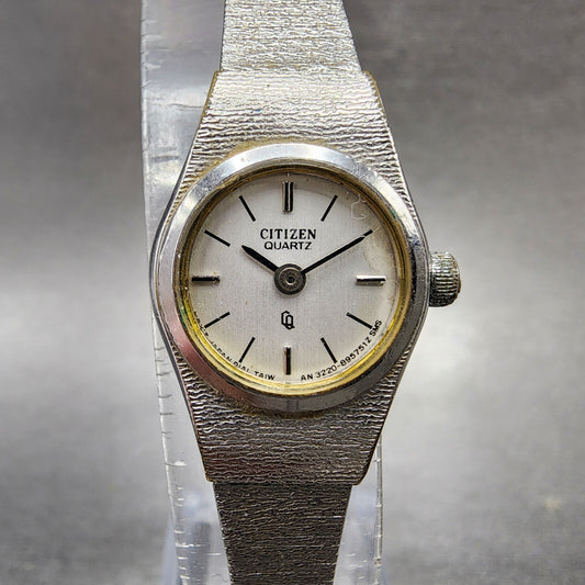 Citizen CQ Watch Women 17mm White Dial Silver Tone Round 3220-891244 New Batt