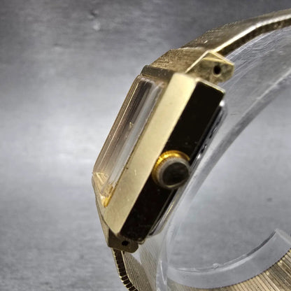 Citizen CQ Tank Watch Women 16mm Brown Dial Gold Tone 4-832931 New Battery VTG2