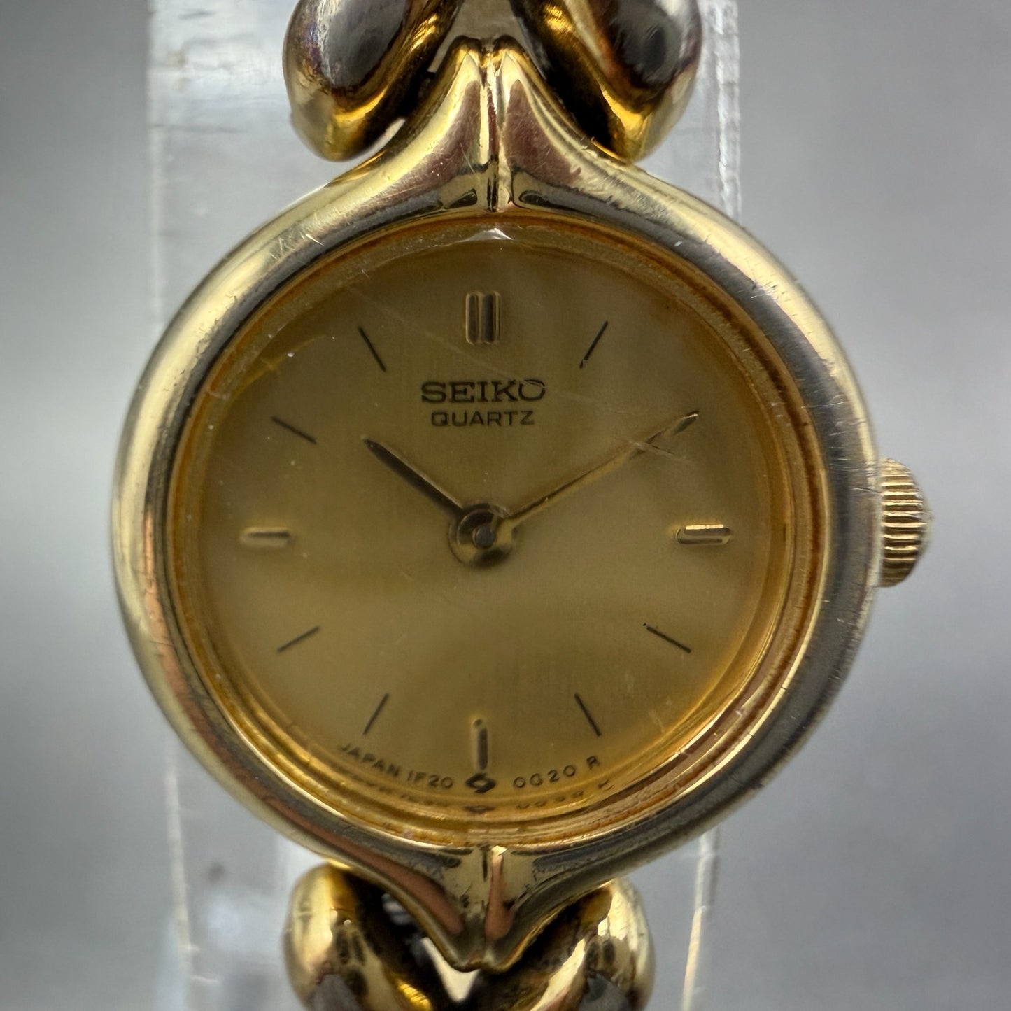 Seiko Watch Women 17mm Champagne Dial Gold Tone Round 1F20-0B20 New Battery1