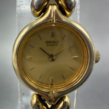 Seiko Watch Women 17mm Champagne Dial Gold Tone Round 1F20-0B20 New Battery1