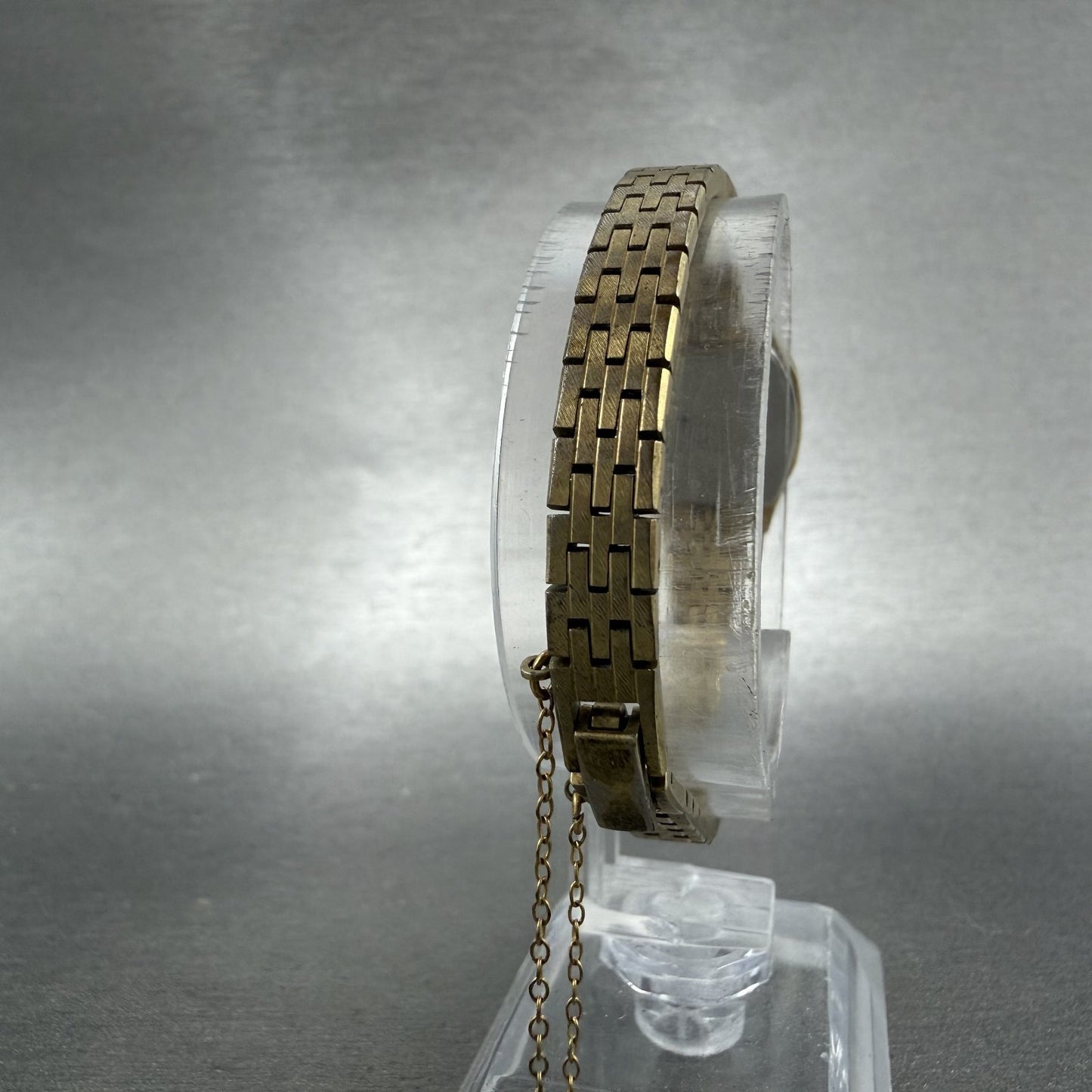 Seiko Watch Women 17mm Champagne Dial Gold Tone Rectangle 2C20-5749 New Batt ABD7