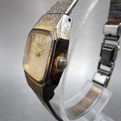 Seik0o Tank Watch Women 17mm Champagne Dial Gold Tone 54205010 New Battery2
