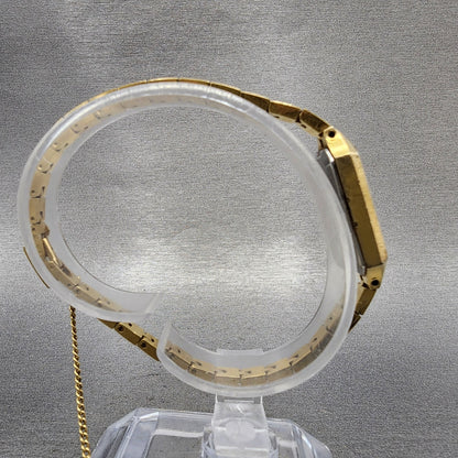 Seiko Watch Women 13mm Gold Dial Gold Tone Octagon 13205989 New Battery8