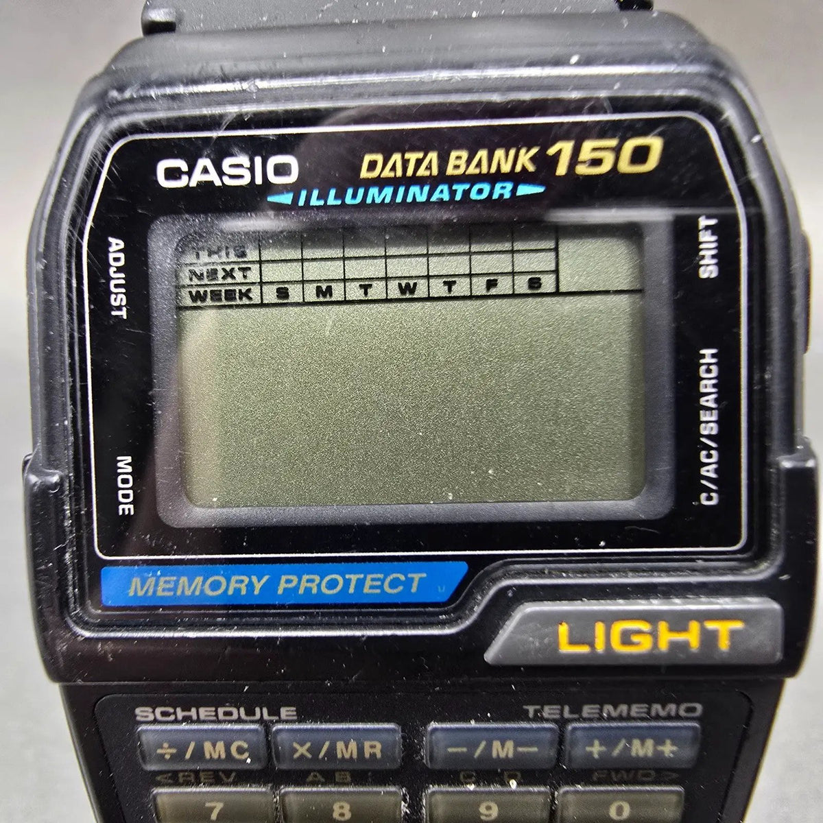 Casio DBC-150 Data Bank Calculator Watch Men 35mm Black Rectangle PARTS VTG2