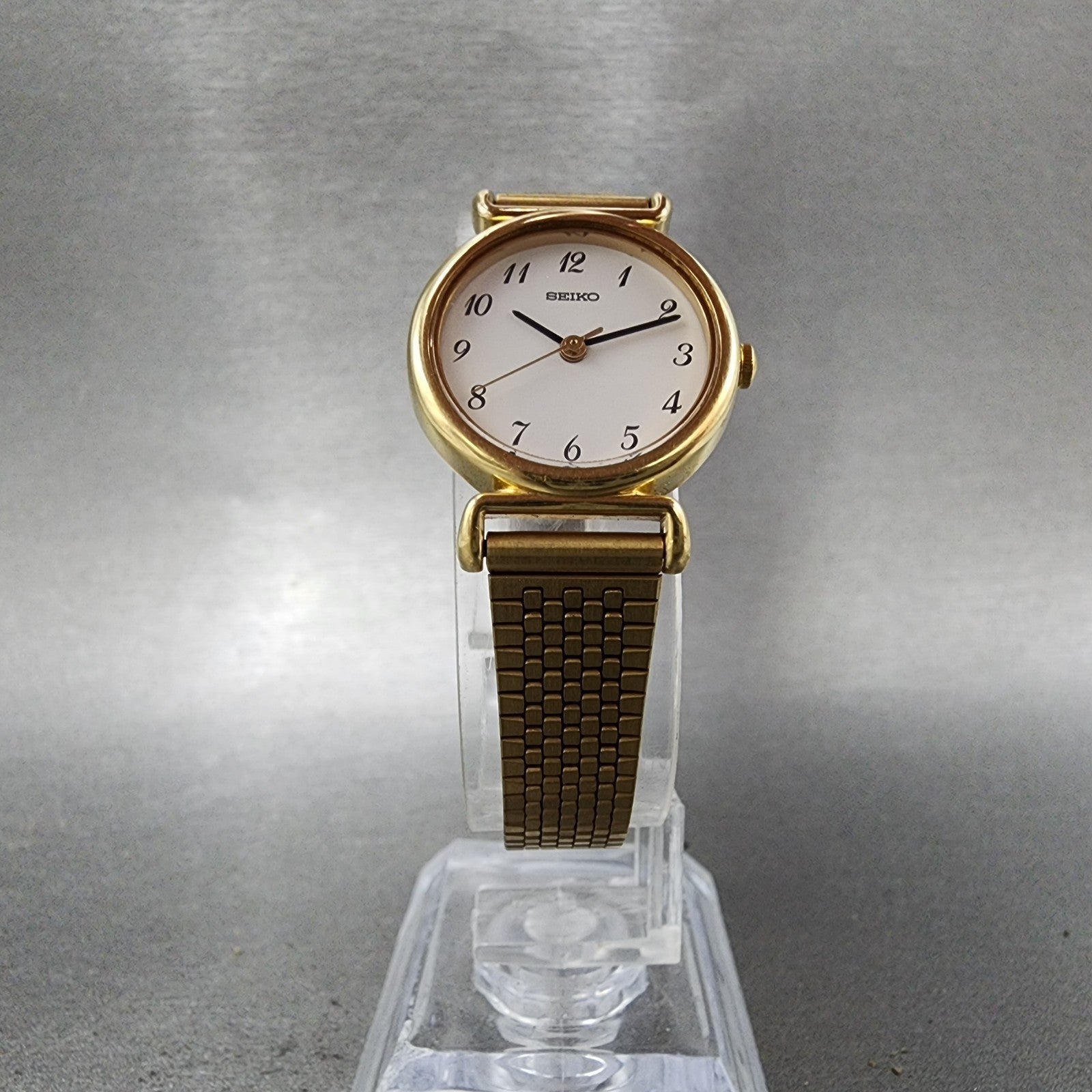 Seiko Watch Women 22mm White Dial Gold Tone Round 4n210052 New Battery6