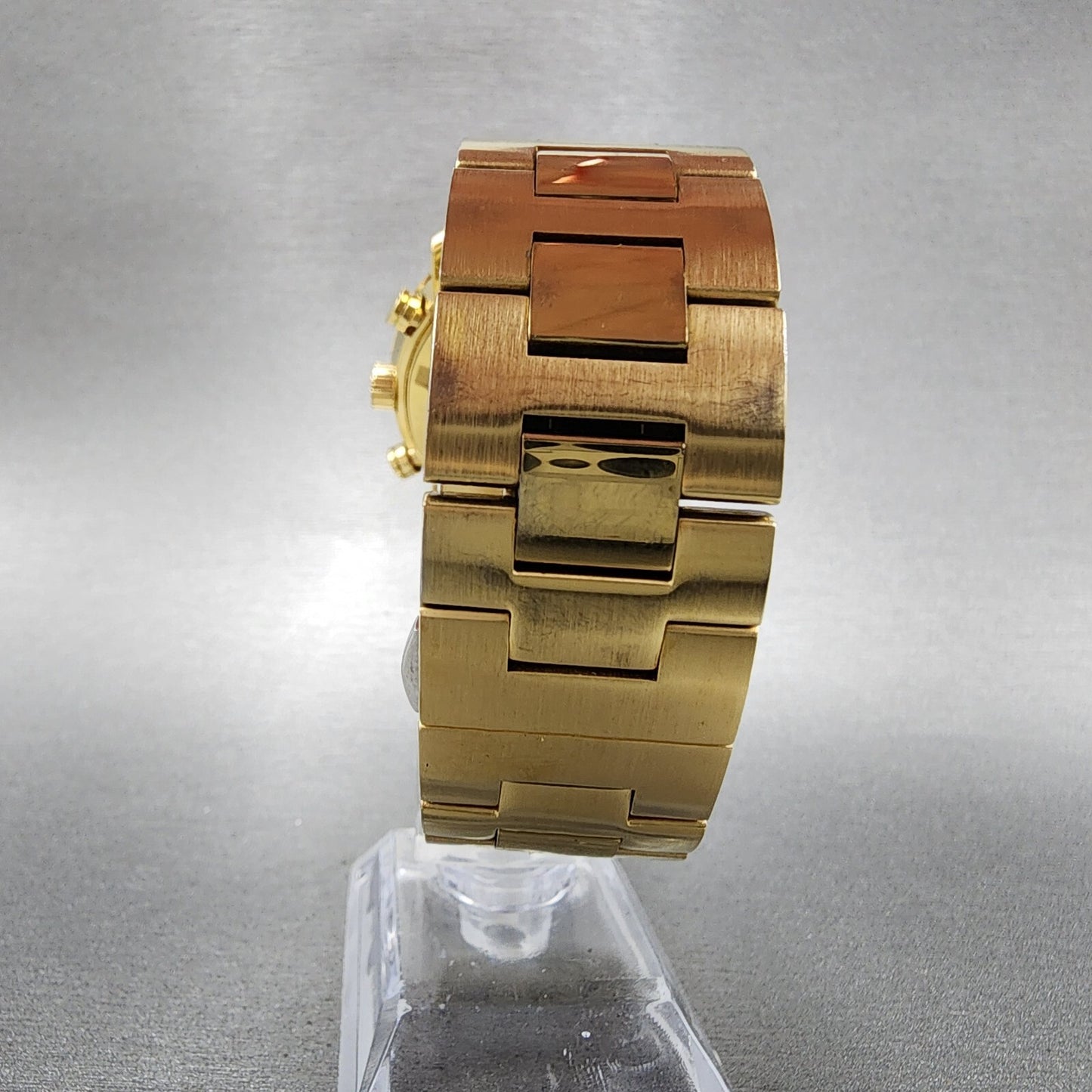 Movado Bold Chronograph Watch Men 44mm Gold Dial Gold Tone Round 3600278 New Bat7