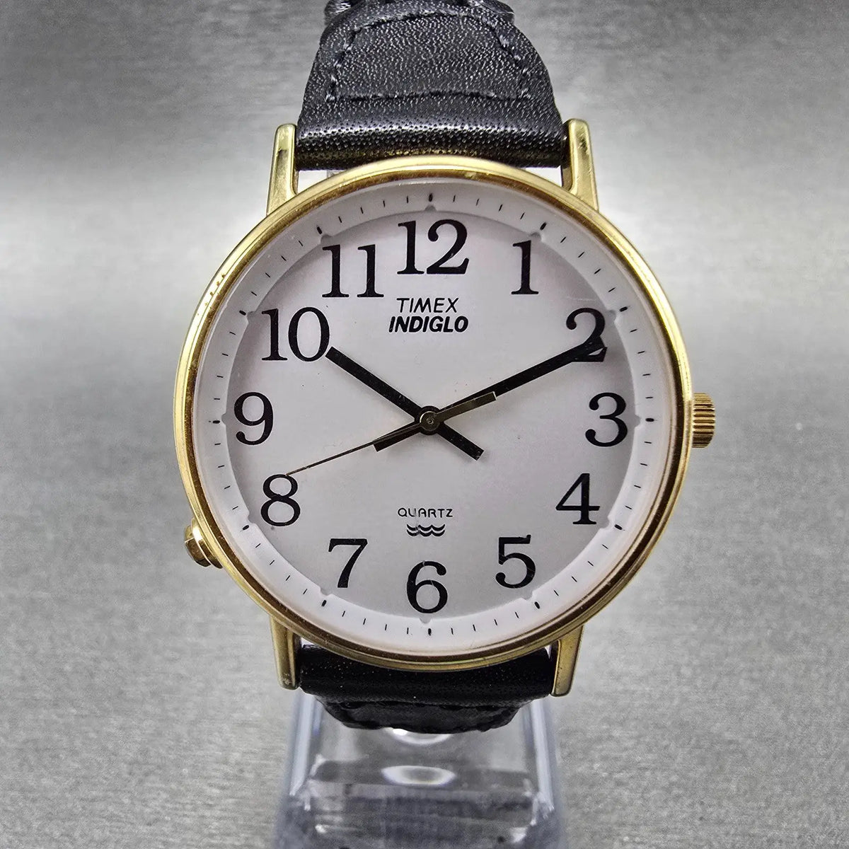 Timex Easy Reader Watch Men 35mm White Dial Gold Tone Leather Round  New Battery0