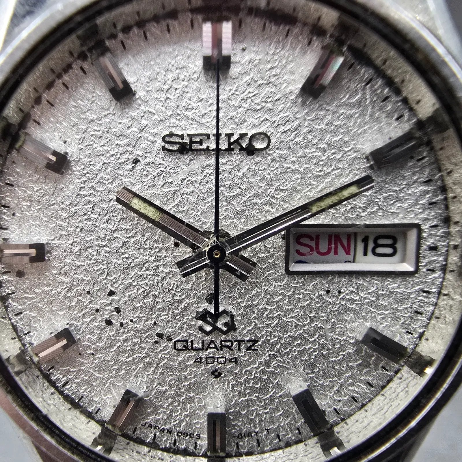 Seiko SQ Watch Men 36mm Silver Dial Silver Tone Daydate 0903-8139 New Battery1