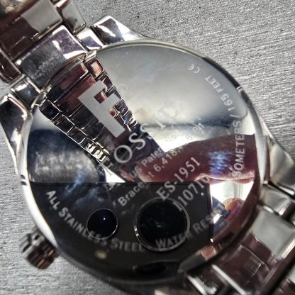 Fossil F2 Watch Women 40mm Black Dial Silver Tone Gemmed ES-1951 New Battery10