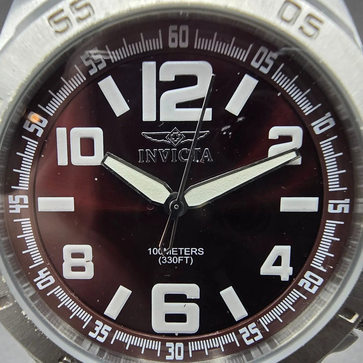 Invicta Specialty Watch Men 48mm Brown Dial Silver Round 1904 Leather New Batt1