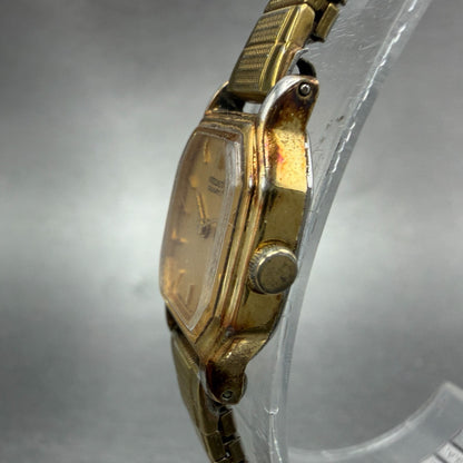 Seiko Watch Women 16mm Champagne Dial Gold Tone Octagon 2c20-5769 New Battery2