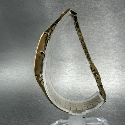 Seiko Tank Watch Women 12mm Champagne Dial Gold Tone Rectangle Manual Wind Runs6