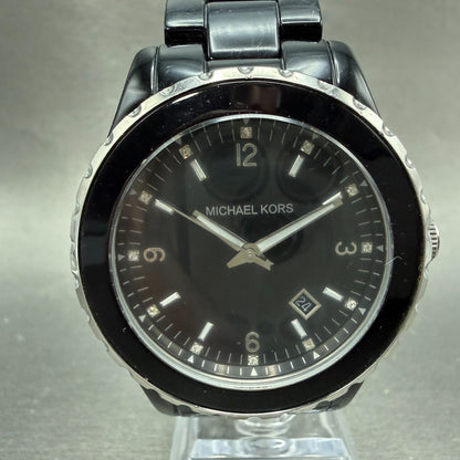 Michael kors Watch Women 41mm Black Dial Black Tone Date Round MK-5248 New batt0