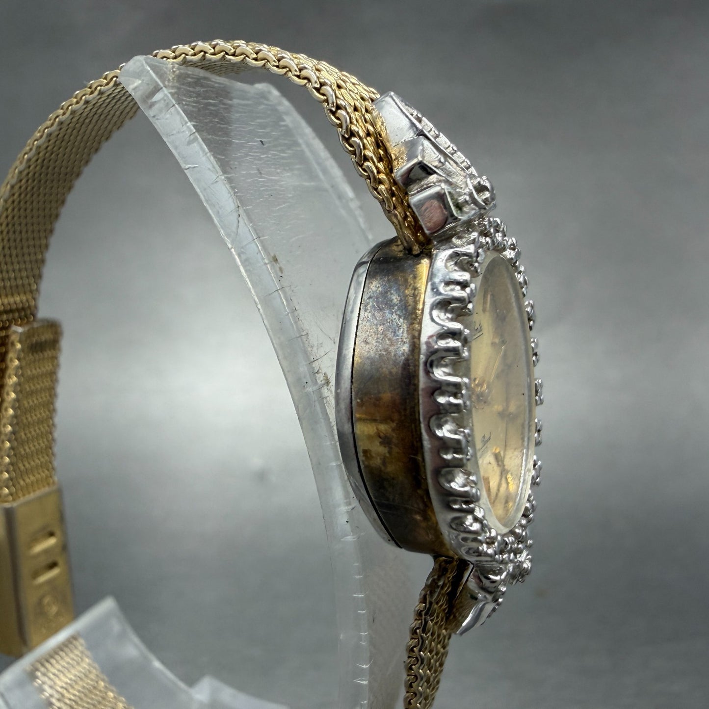 Lucien Piccard Dufonte Watch Women 17mm Champagne Dial Gold Diamond Bezel NewBat3
