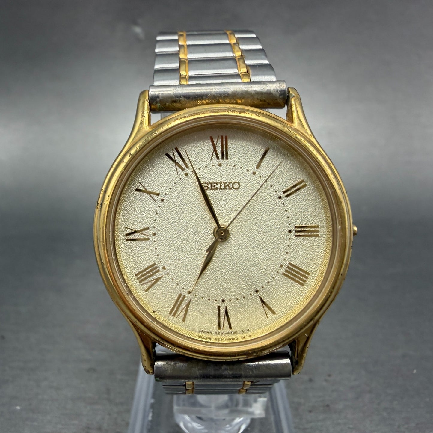 Seiko Spirit Watch Men 31mm Champagne Dial Two Tone Round 5e31-6040 PARTS VTG0