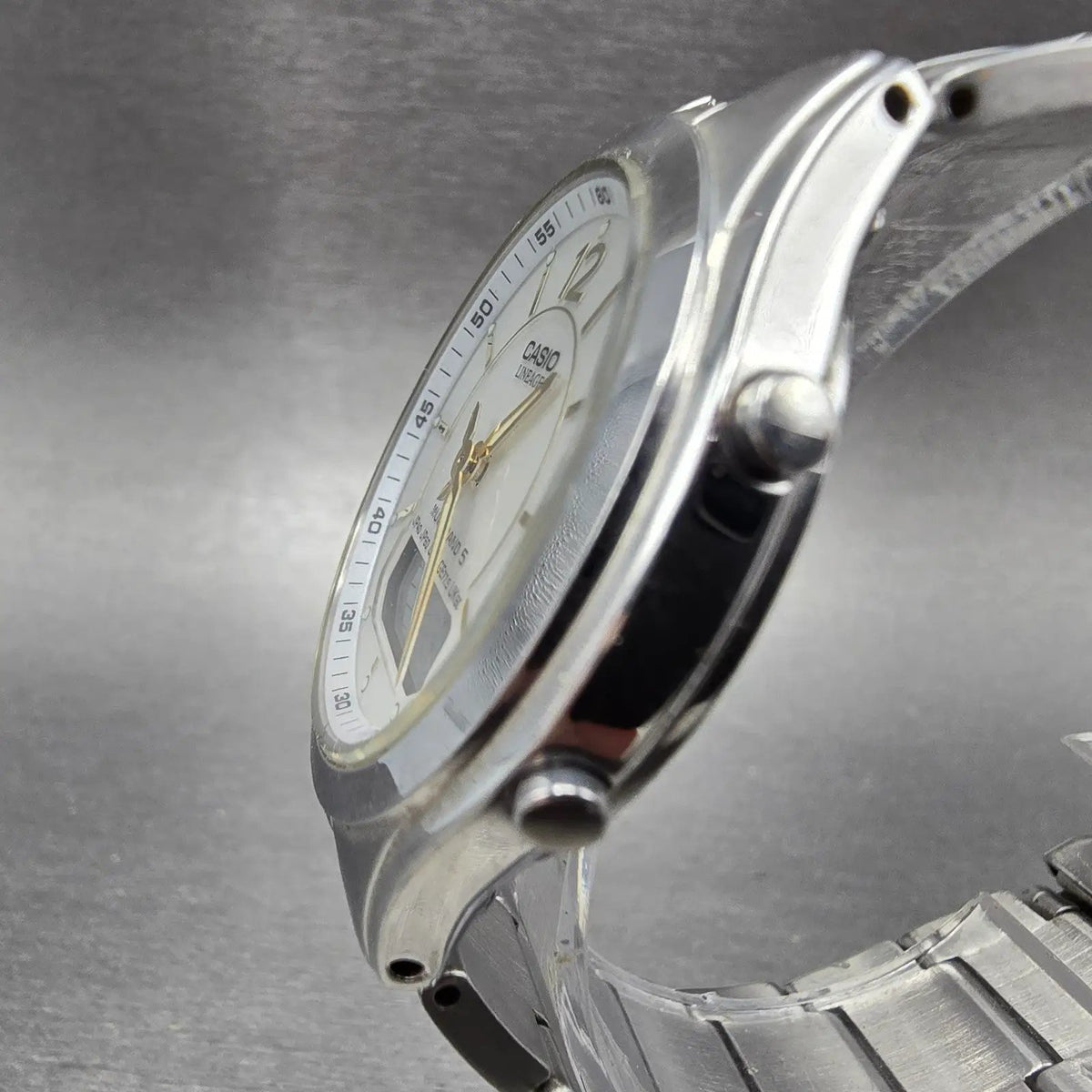 Casio Lineage LCW-M200 Watch Men 38mm White Dial Steel Analog Digital Solar JDM2