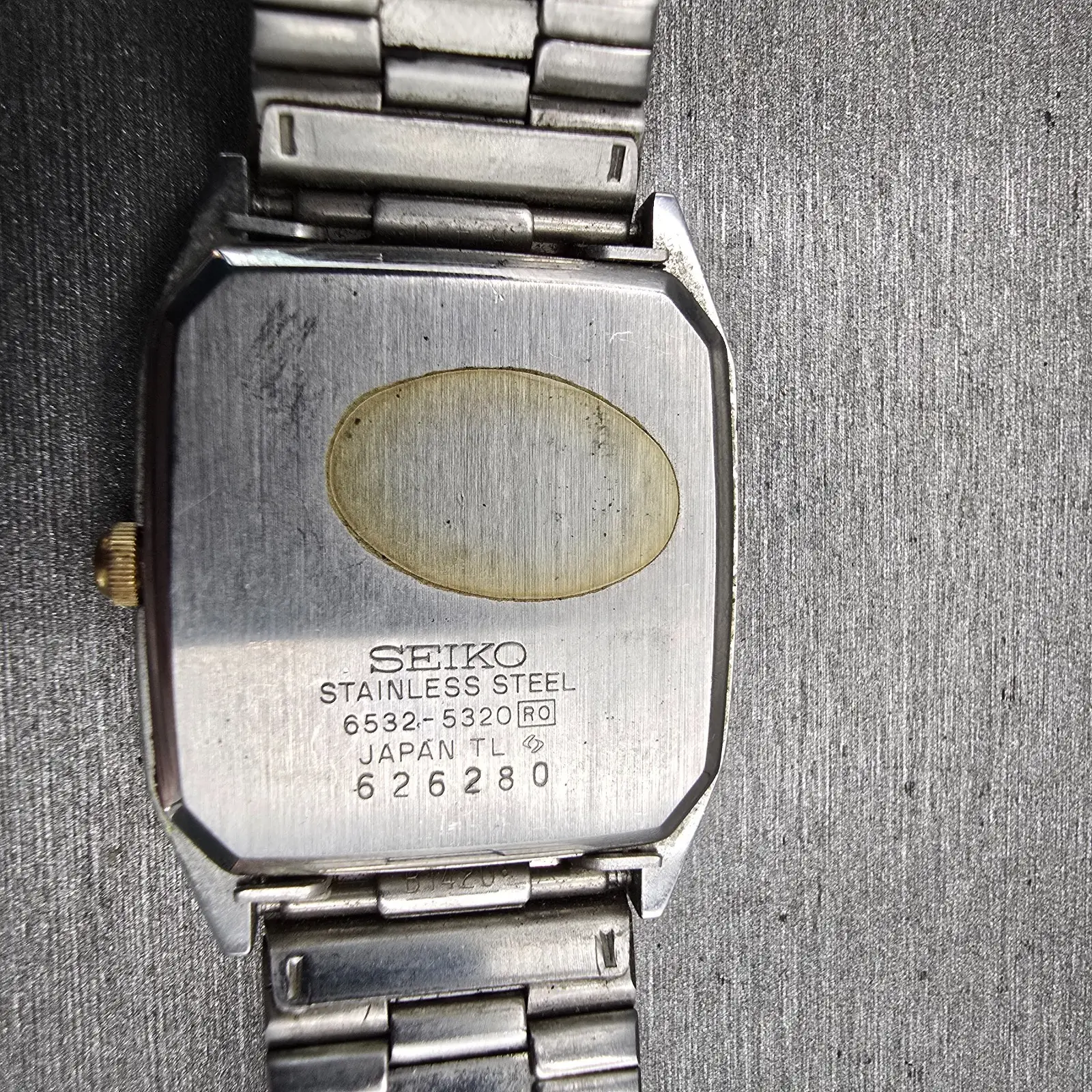 Seiko Watch Men 26mm Silver Dial Silver Tone Date Rectangle 6532-5320 New Batt10