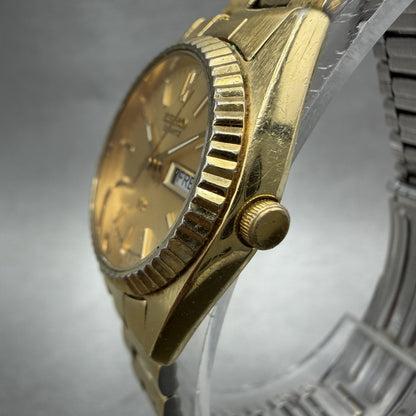 Seiko SQ Watch Women 24mm Champagne Dial Gold Tone Daydate 2a23-0030 New Batt AB2