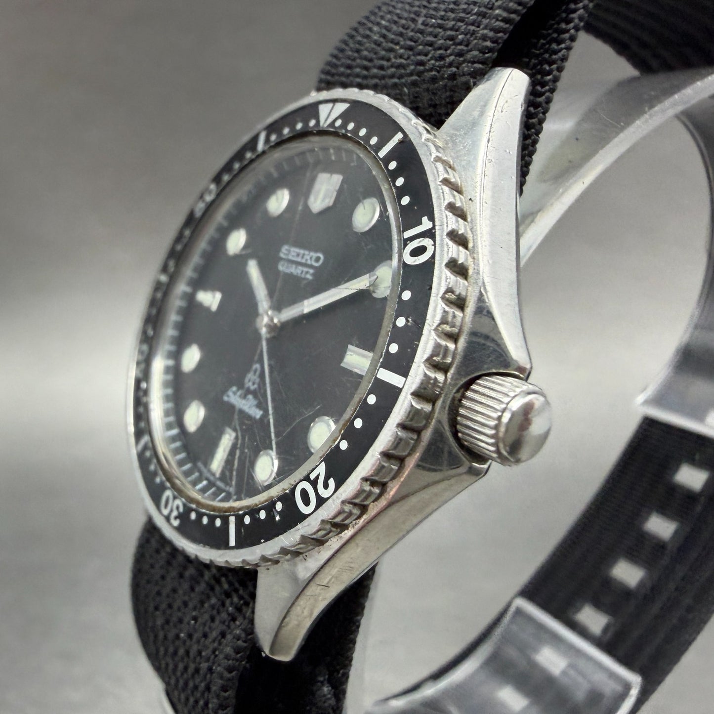 Seiko SilverWave Dive Watch Men 35mm Black Dial Silver Tone 6030-6000 NewBattery2