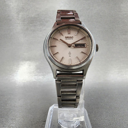 Seiko Watch Women 27mm White Dial Silver Tone Daydate Round 43030030 New Batt5