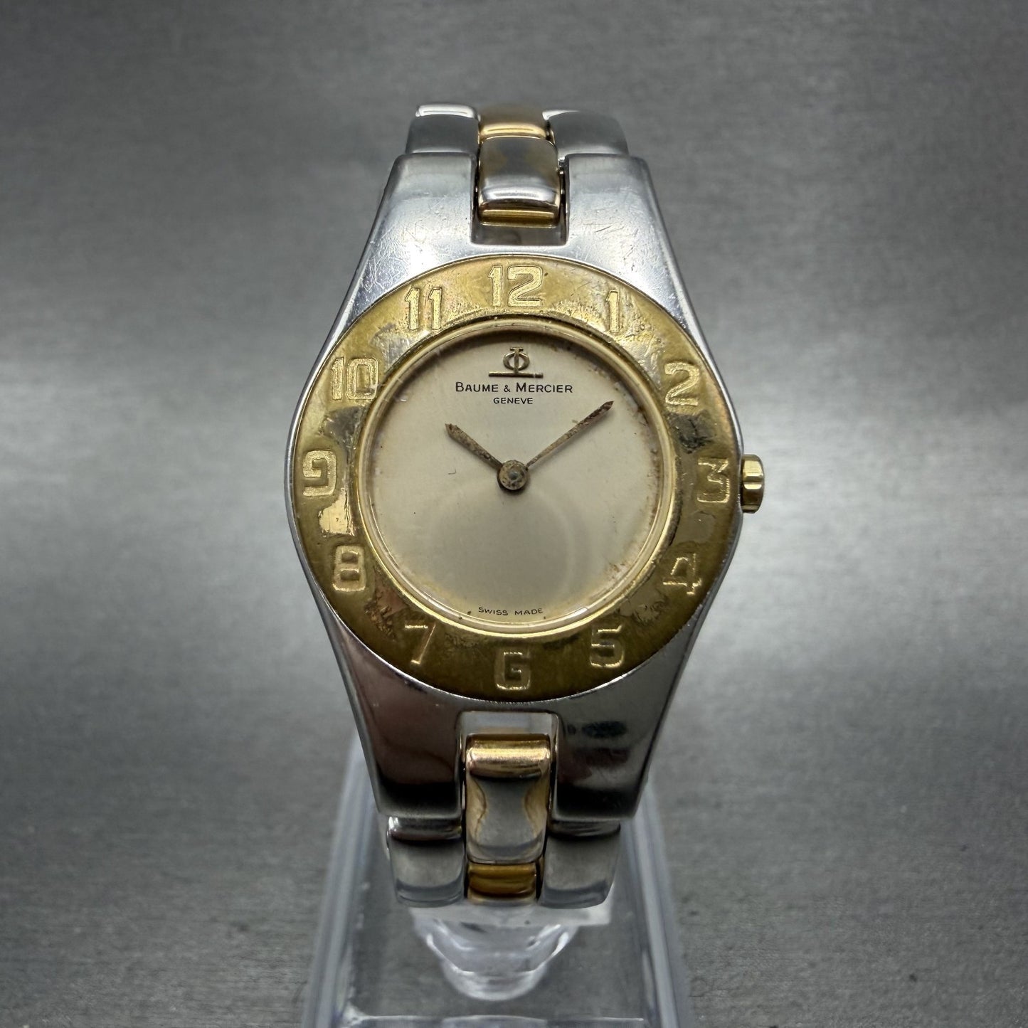 Baume & Mercier Linea Watch Women 24mm Gray Dial Two Tone Round 5261 PARTS0