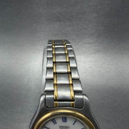 Seiko Watch Women 26mm White Dial Two Tone Date Round 7n890021 New Battery4