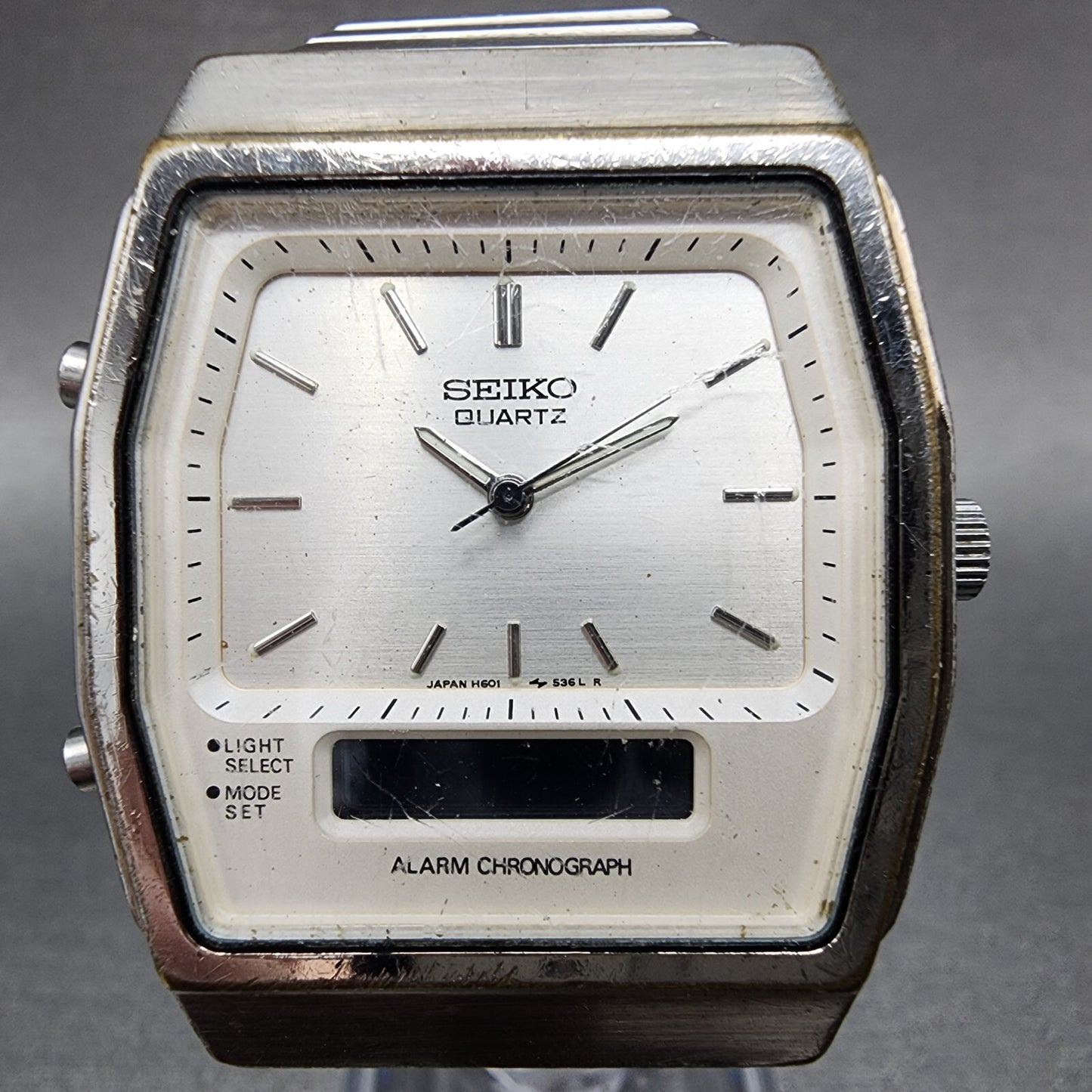Seiko Analog Digital Watch Men 33mm White Dial Silver Tone H6015400 PARTS2