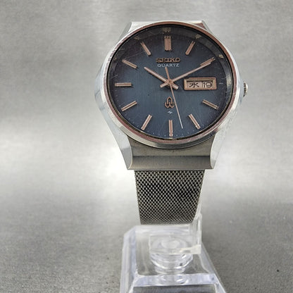 Seiko Watch Men 36mm Blue Dial Silver Tone Daydate 0843-8041 New Battery