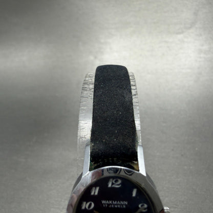 Wakmann Watch Women 20mm Blue Dial Silver Tone Oval Manual Wind Runs Vintage4