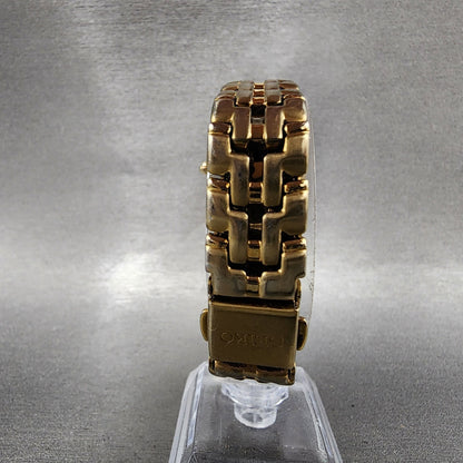 Seiko Watch Women 26mm Champagne Dial Gold Tone Date Round 7n820599 New Battery7