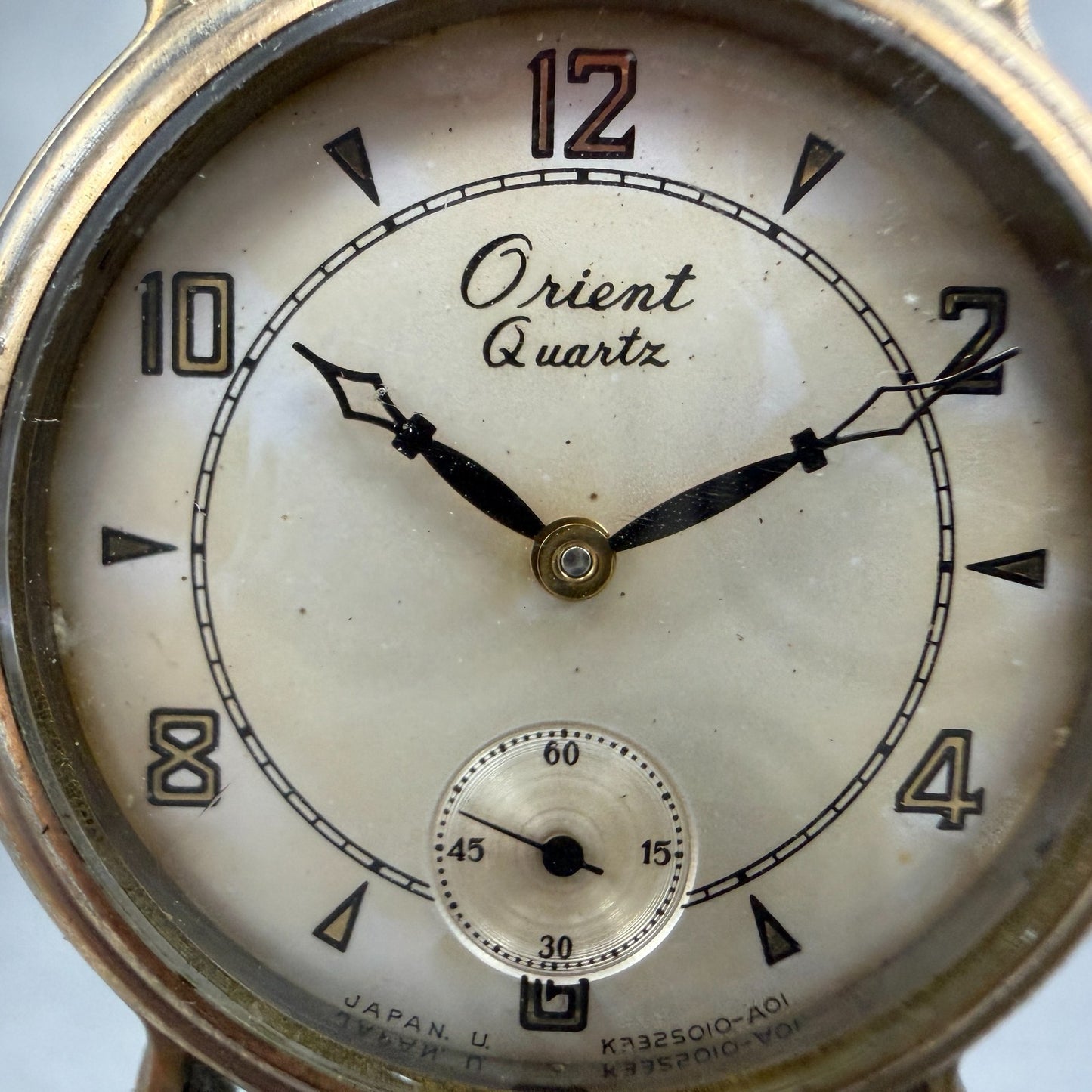 Orient Watch Men 30mm Silver Dial Gold Tone Round K33201-00 New Battery Vintage1